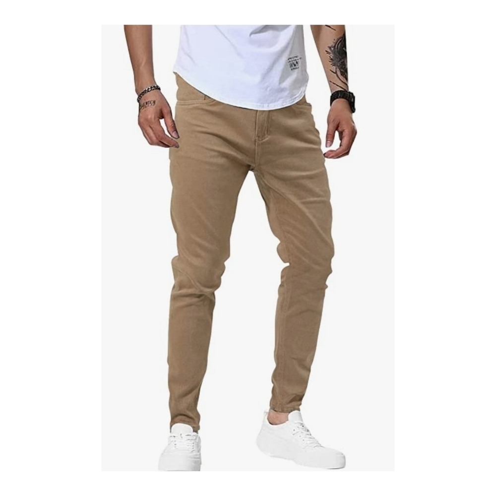 Men's Slim Fit Super Skinny Khaki Denim Stretch Jeans Size 32 NWT - Picture 2 of 5